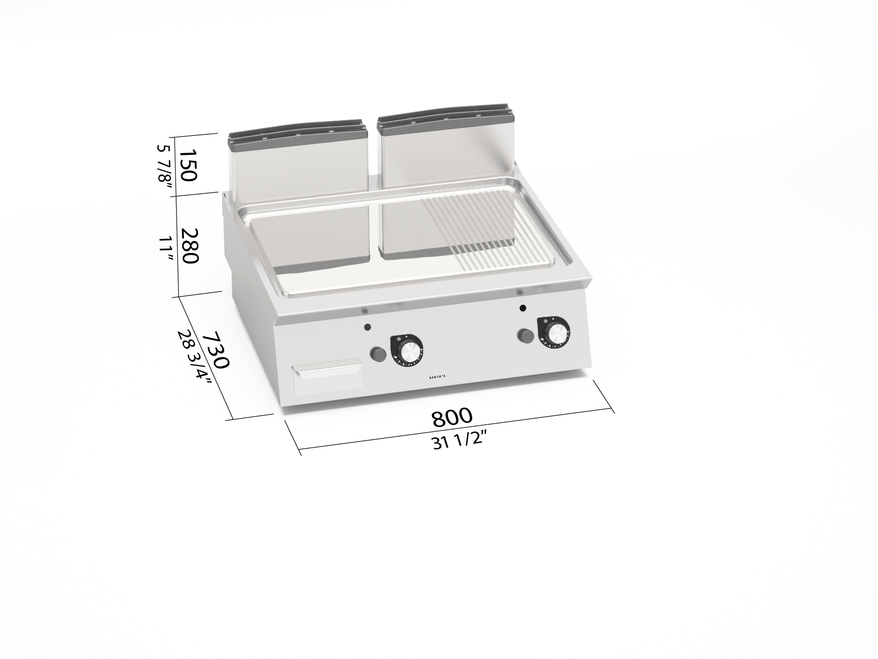 Fry-Top Gas Liso-Ranurado Compound S700 SG7FM8B-2/CPD - BERTO'S