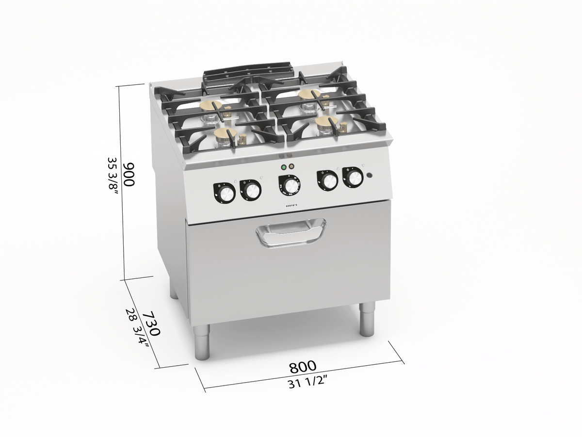 Cocina Modular de Pie 4 Fuegos Gas con Agua y Horno Eléctrico SG7F4+FE2/SC — BERTO'S