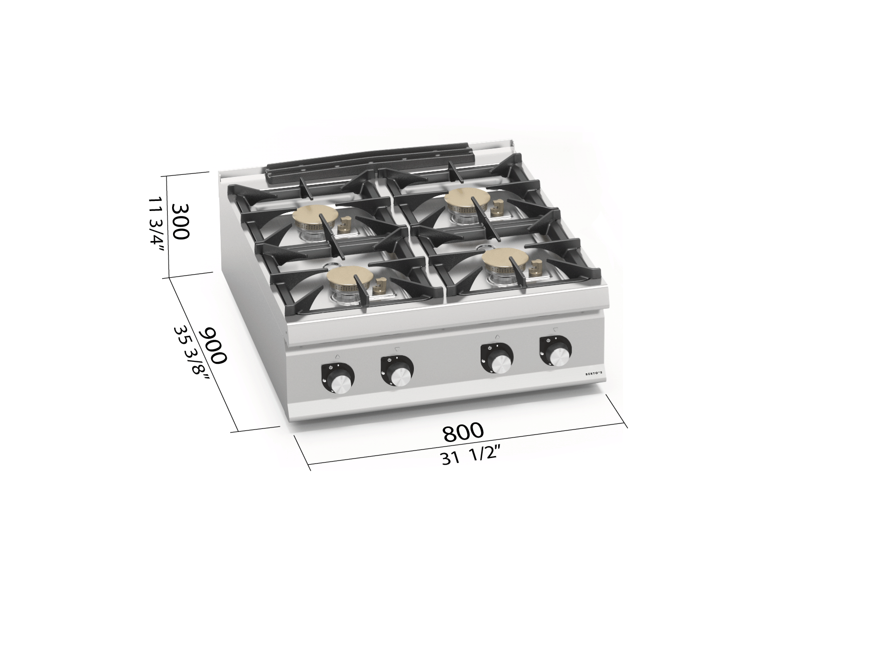 Cocina sobremesa gas 4 fuegos potencia LX900 LXG9F4PSP - BERTO'S