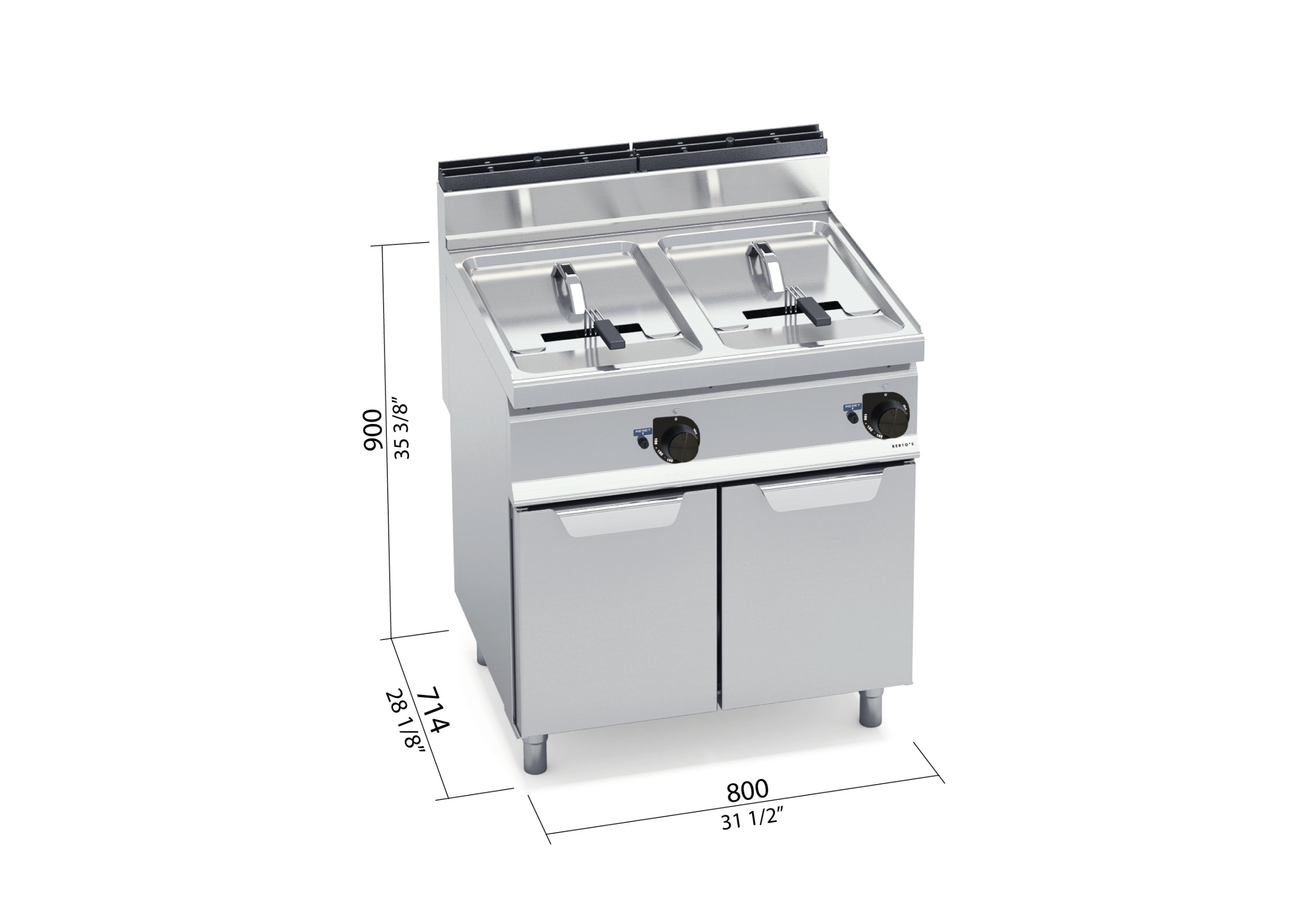 Freidora indirecta a gas con mueble 18+18L GL18+18MI - BERTO'S