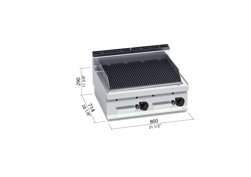 Barbacoa a gas de sobremesa doble 700 PLG80B/G - BERTO'S
