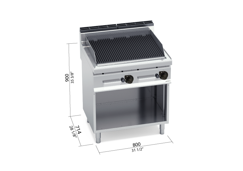 Barbacoa a gas con mueble doble 700 PLG80M/G - BERTO'S