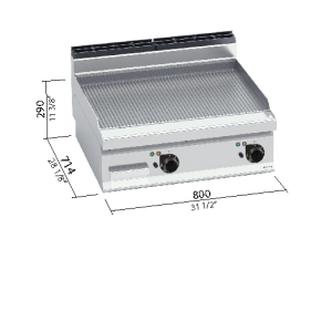 Frytop Eléctrico Sobremesa 700 7 EFR8BP-2 — 2 Zonas, 9,6 kW - BERTO'S