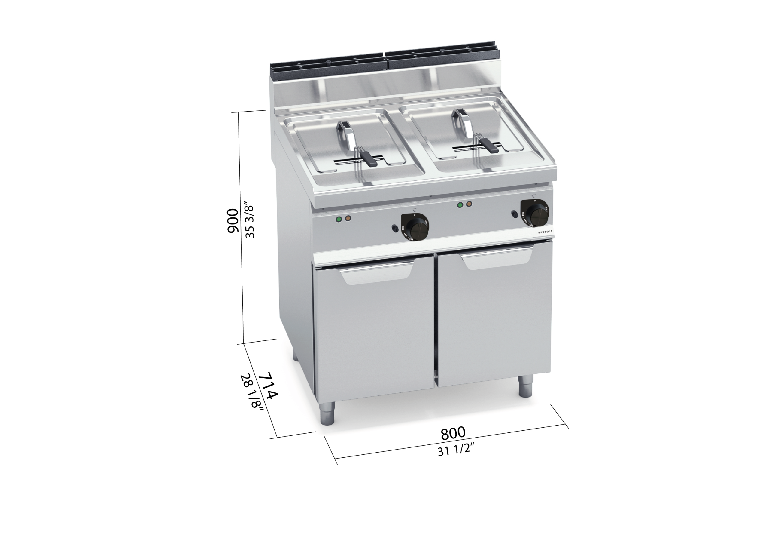 Freidora eléctrica con mueble doble 10+10 L E7F10-8M - BERTO'S