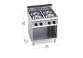 Cocina Industrial 4 Fuegos Gas G7F4MP — Gama 700, 28 kW BERTO'S