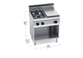 Cocina 2 fuegos gas + placa radiante G7T4P2FM - BERTO'S