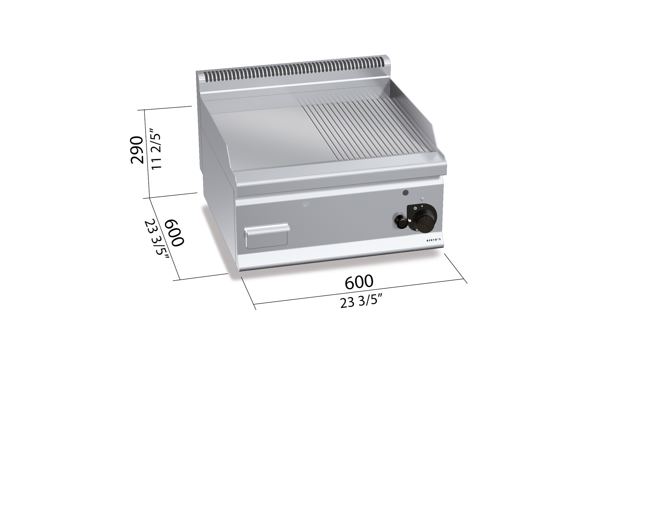 Fry-top Mixto Liso/Ranurado a Gas Frente Estrecho G6FM6B — BERTO'S