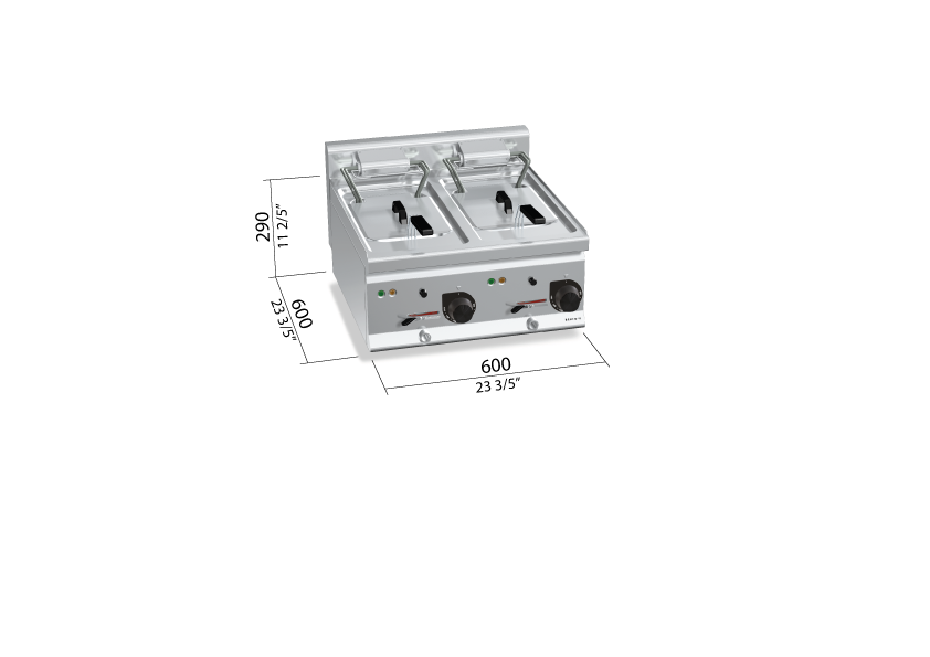 Freidora eléctrica de sobremesa 10+10 litros E6F10-6B - BERTO'S