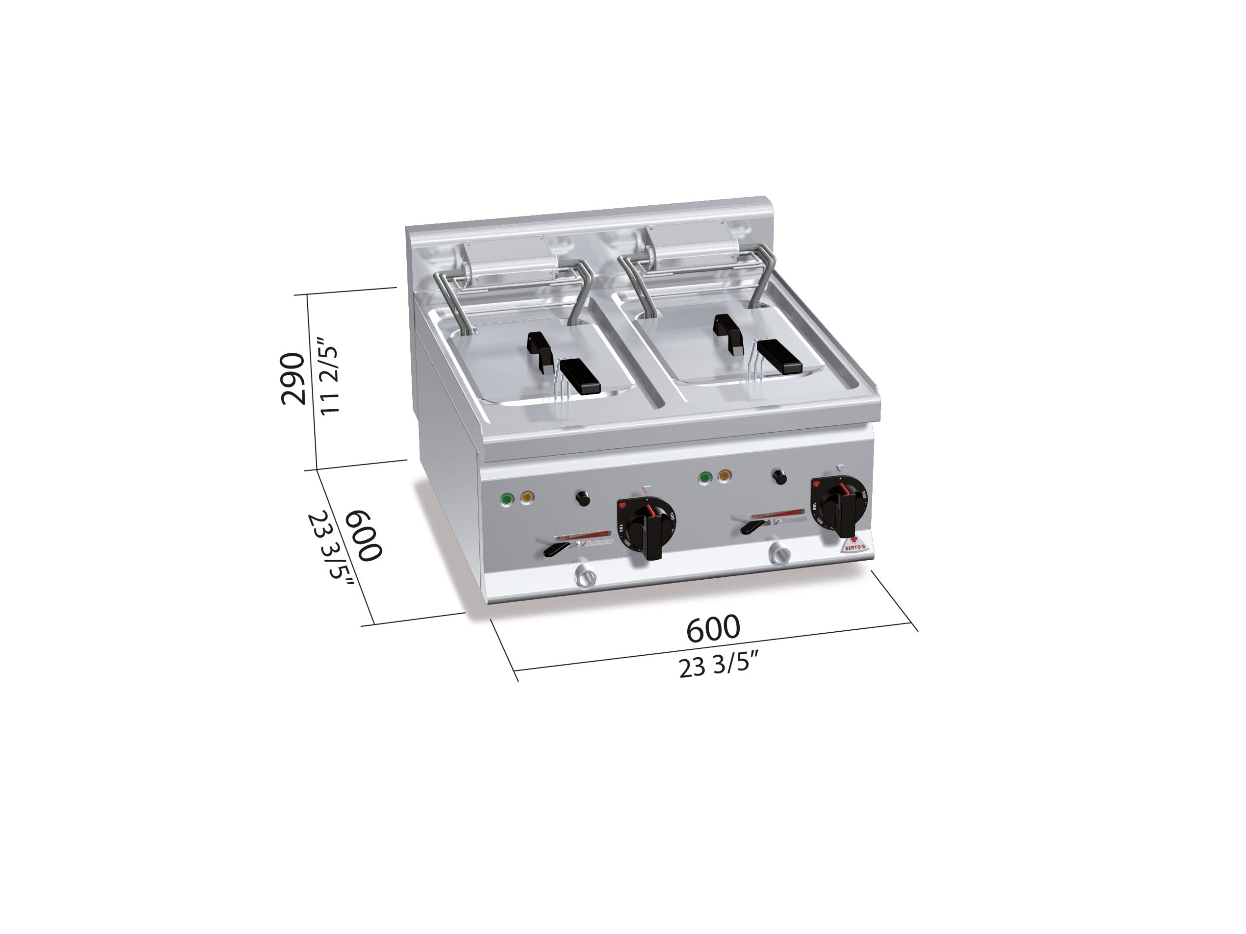 Freidora eléctrica de sobremesa 10+10 litros E6F10-6BS - BERTO'S