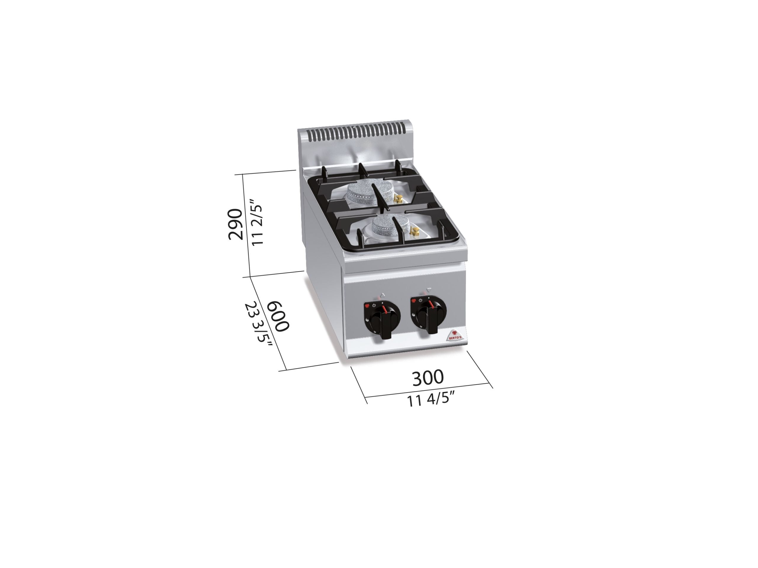 Cocina a Gas 2 Fuegos Frente Estrecho G6F2BPW — BERTO'S