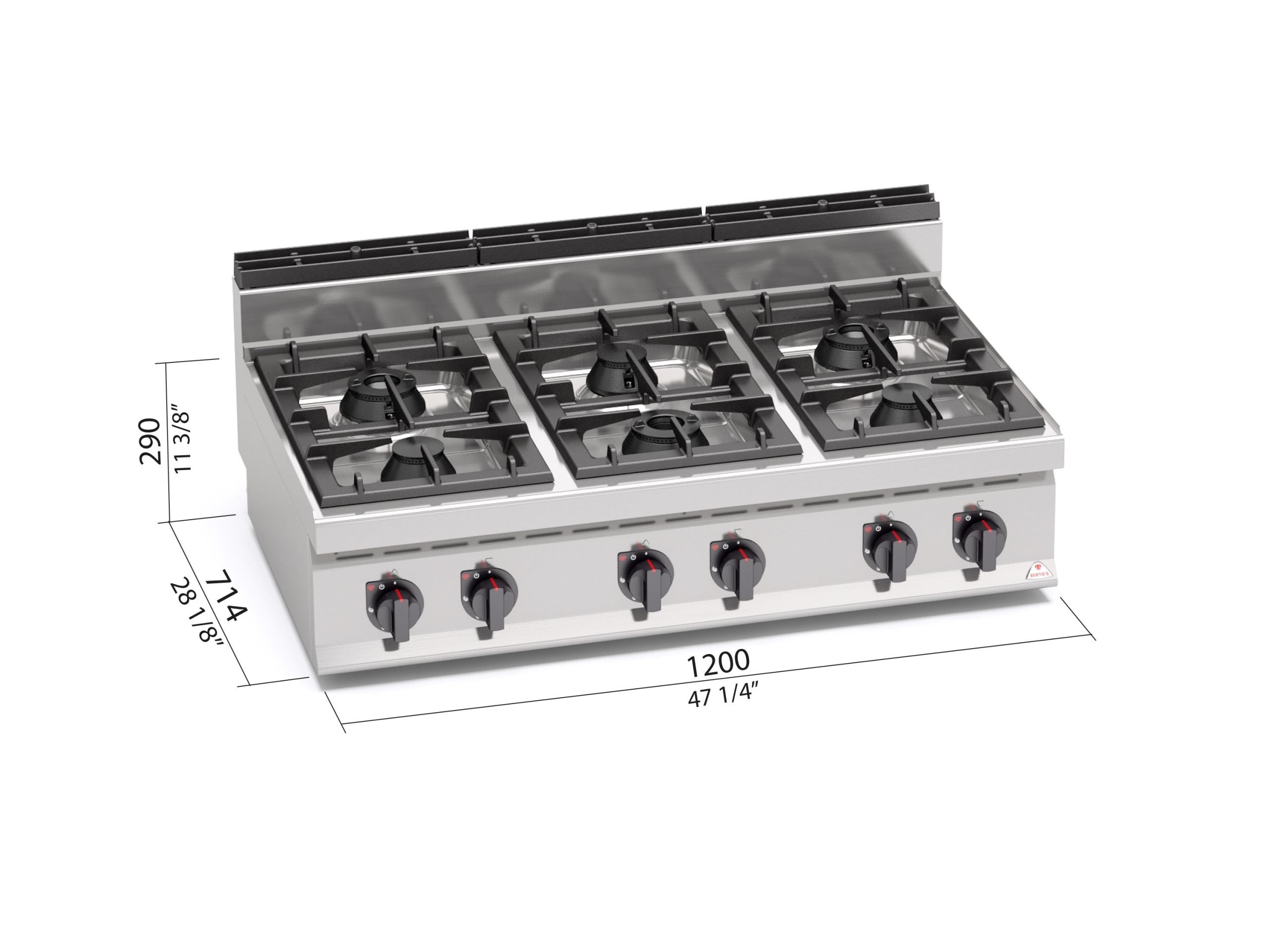 Cocina Industrial 6 Fuegos Gas G7F6BP — Gama 700, 42 kW BERTO'S