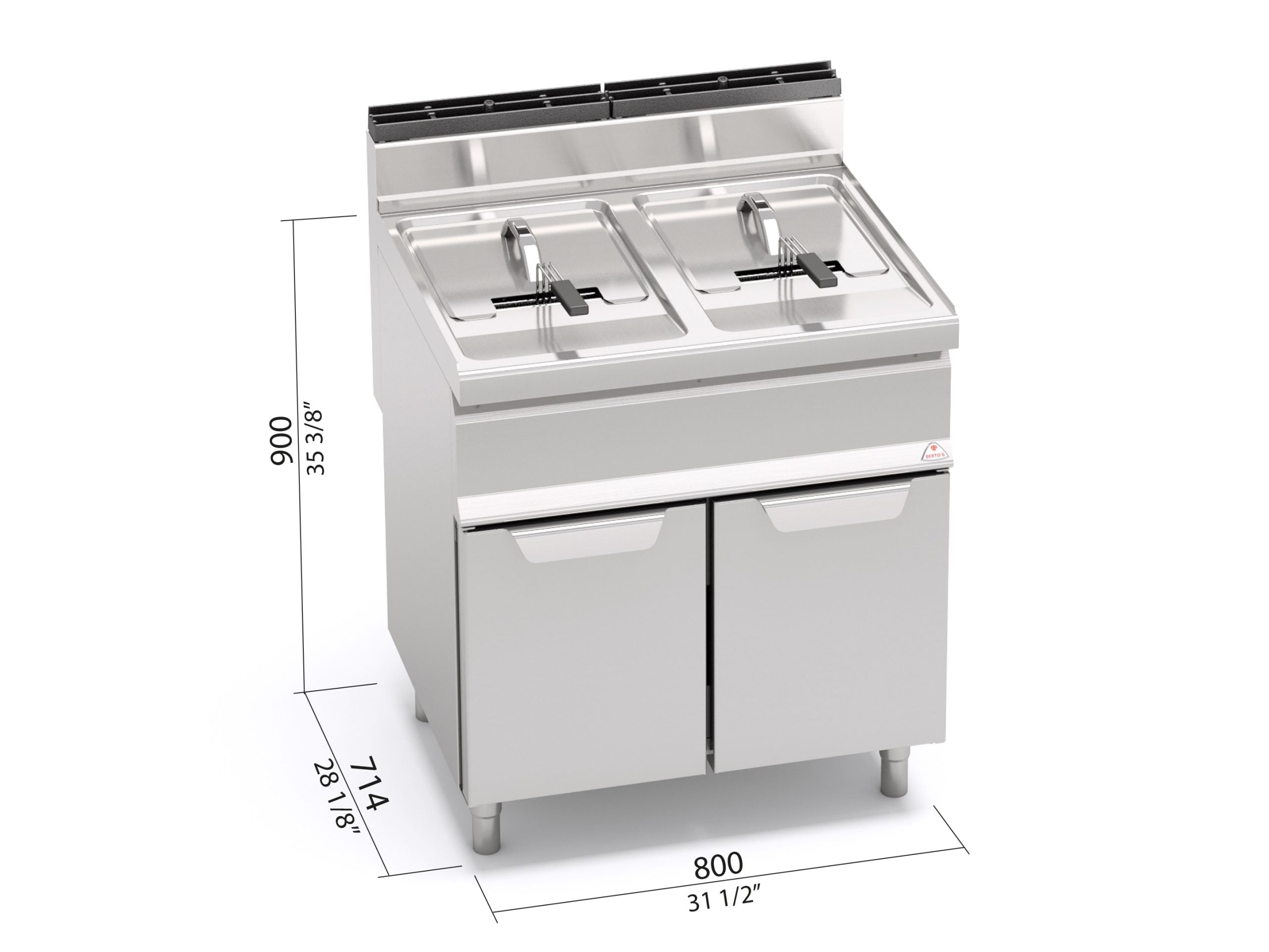 Freidora a gas con mueble doble 15+15L GL15+15M - BERTO'S